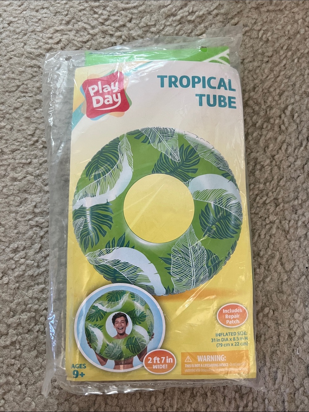 PlayDay Tropical Tube Inflatable Swim Ring - Leaf Green